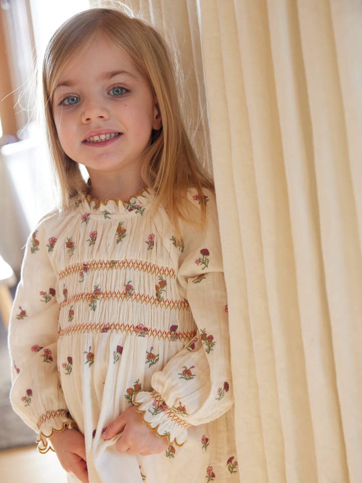 Bonheur du Jour - Wholesale Dress - Kids - Poeme Dress - Ecru / Dew1