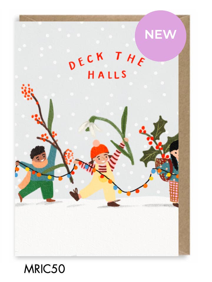 DECK THE HALLS KIDS CARD for wholesale by Martha Ratcliff Illustration