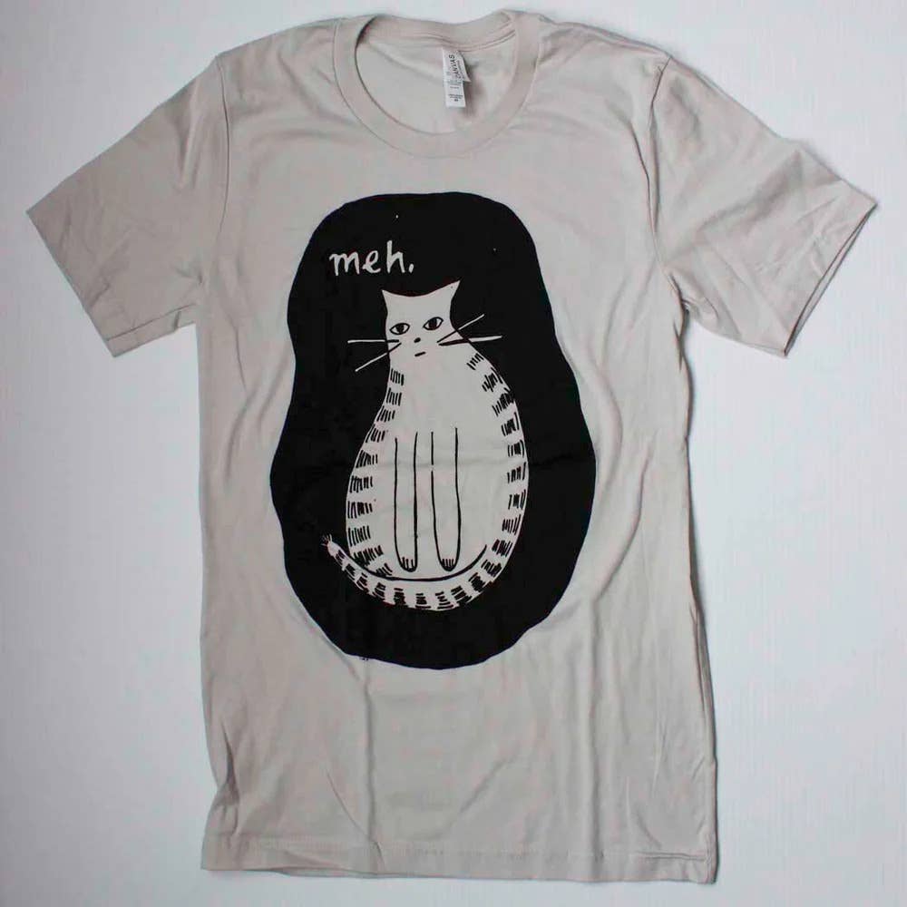 Yonder Studios - Wholesale Screen Printed T-Shirt - Women's - Meh Cat Shirt1