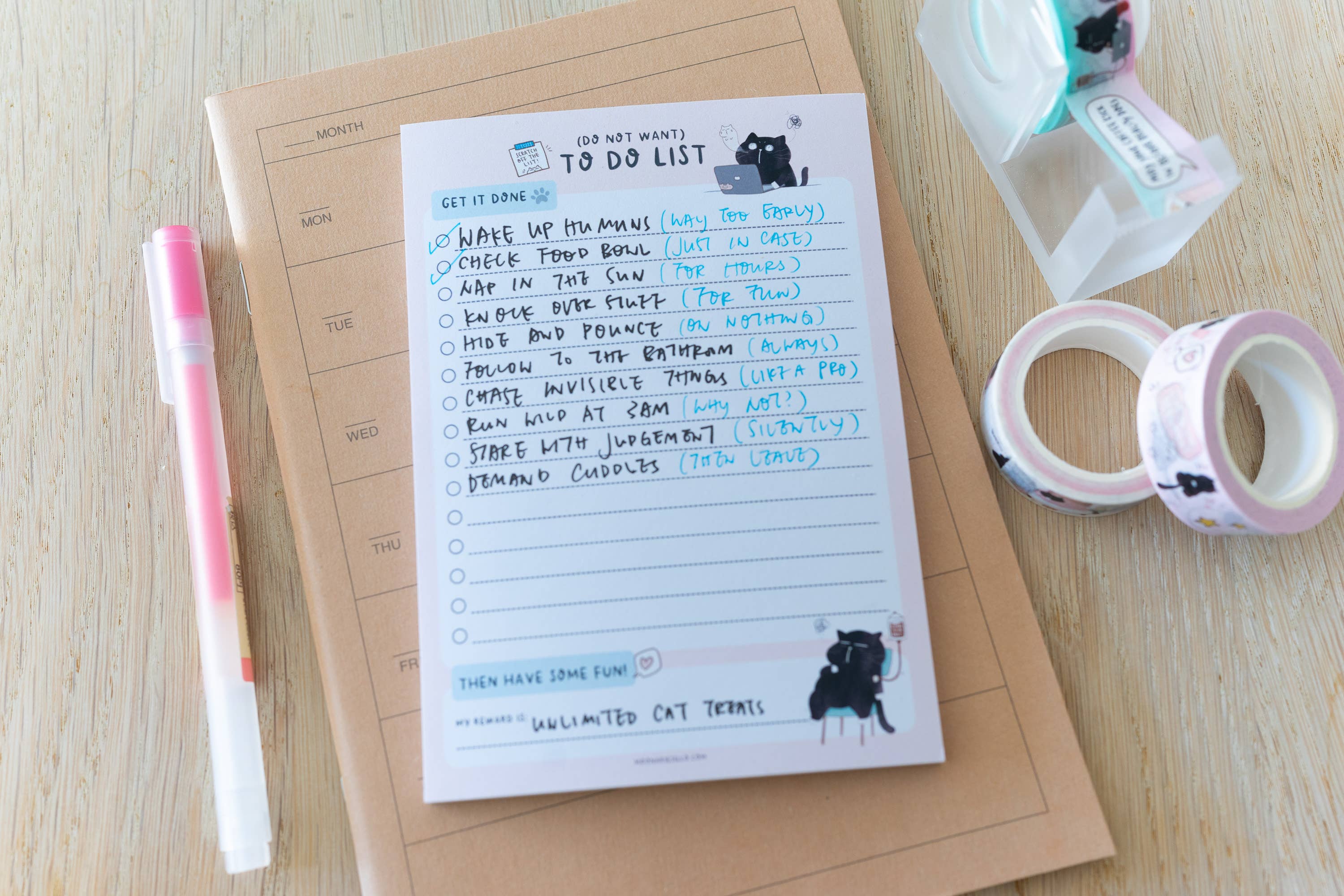 Moonaries illo - Wholesale Notepad - (Do not want) to do list- funny black cat to do list8