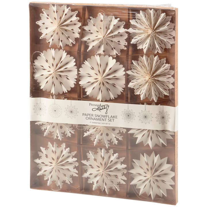 Primitives by Kathy - Wholesale Party Favor - Paper Snow Ornament Set1