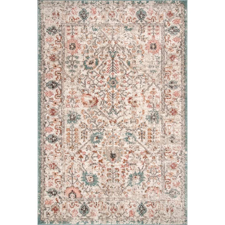 Beige Vintage Floral Lenore Area Rug for wholesale on Faire