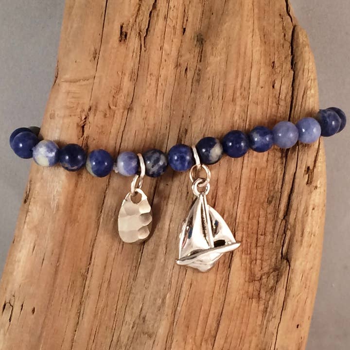 Blue Bead Sailboat Bracelet for wholesale by Eye Catching Jewelry