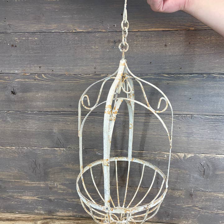 My Amigos Imports - Wholesale Hanging Planter - La Belle Hanging Iron Planter Garden Basket-White-28 inches