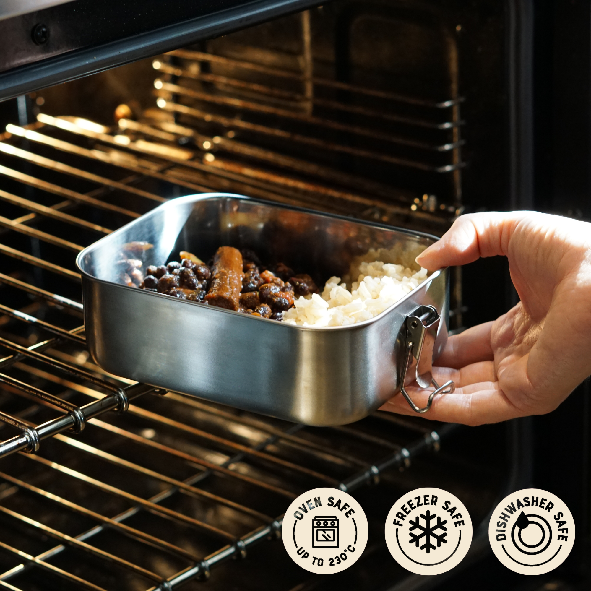 Moonmoon - Vente Sac/boîte repas - Boîte à déjeuner en acier inoxydable 0,8 litre étanche - Bento en métal5