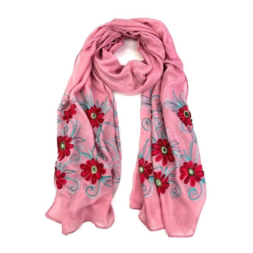 Humble Hilo – Engroshandel Tørklæde - Dame – Humble Hilo Broderet tørklæde/sjal med blomster17