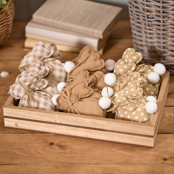 Mini Fabric Natural Bunny Cushion 3 Asstd 9ds Tray 24 ** for wholesale by Langs