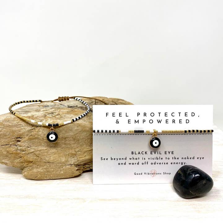 Good Vibrations Shop - Wholesale Beaded Bracelet - Eye of Protection Bracelet ⎮ Black2