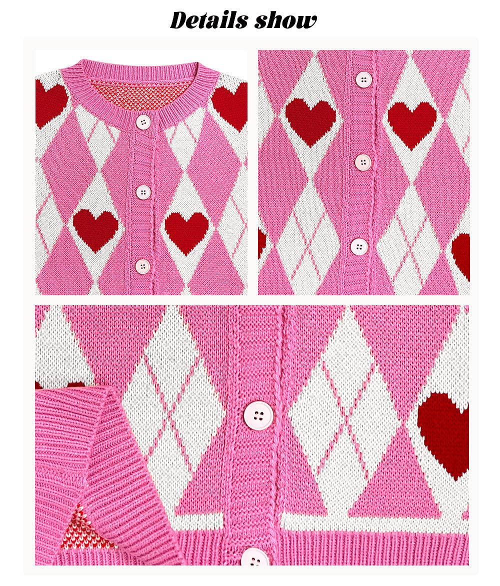 Lily Clothing - Wholesale Cardigan - Women's - Valentine's Day heart-shaped knitted cardigan6