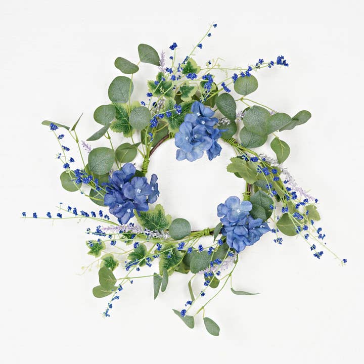 35622-16in Wreath-Blue Hydrangea Garden for wholesale by Impressive Enterprises, Inc.