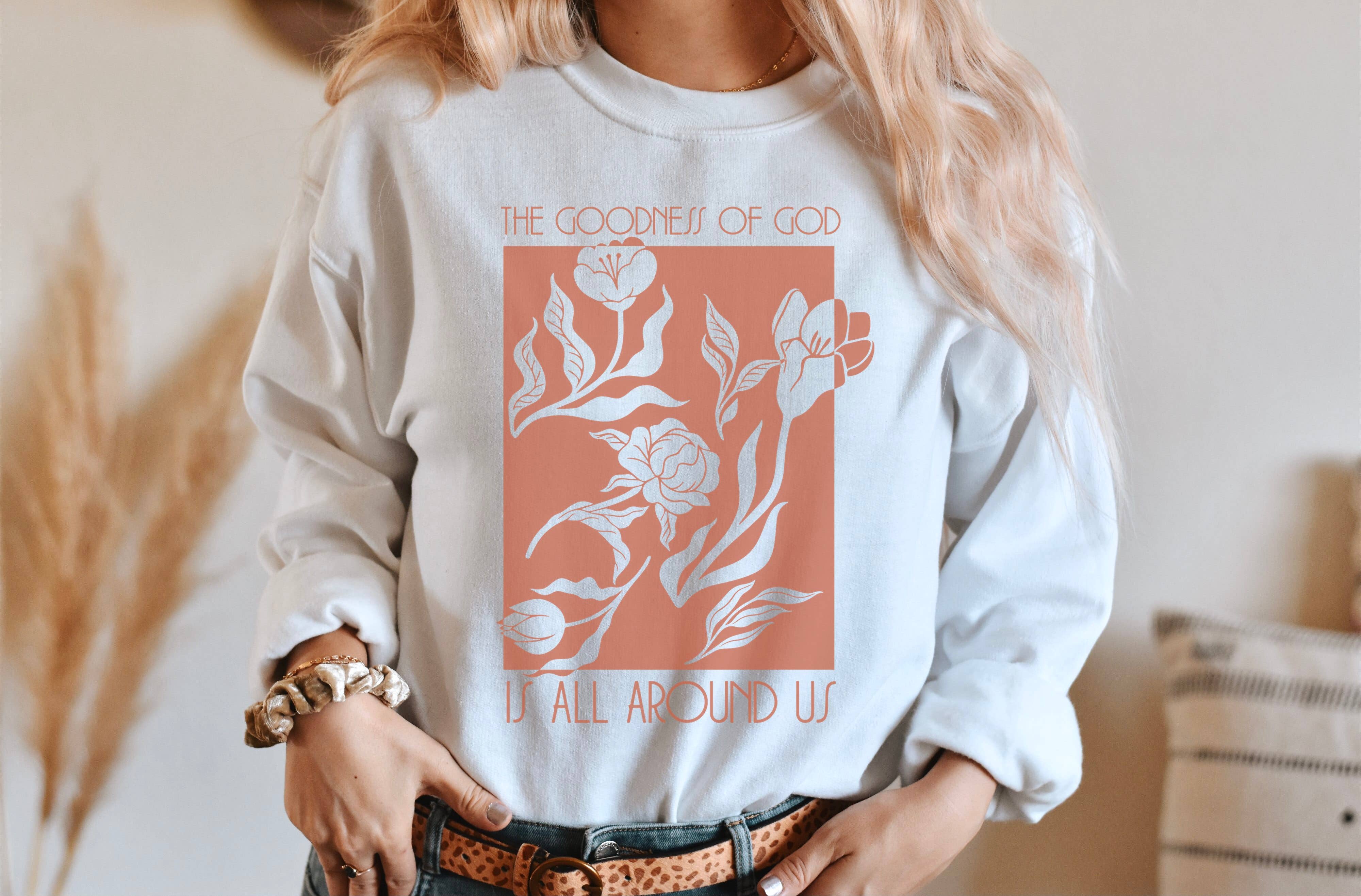 Amy Anne Apparel Inc - Wholesale Graphic Sweatshirt - Women's - The Goodness Of God Crew Neck Sweatshirt0