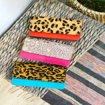 Keep It Gypsy Wallet Clutch Gold Leopard Print Hair on Hide