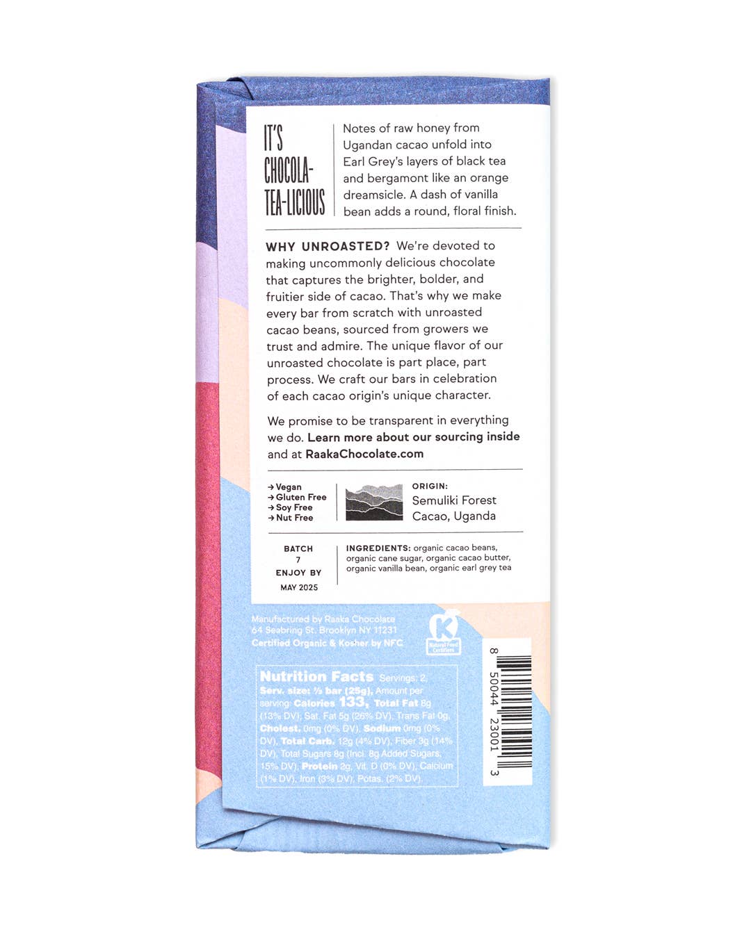 Raaka Chocolate - Wholesale Chocolate Bar - 68% Earl Grey Tea Chocolate - Spring Limited Batch3