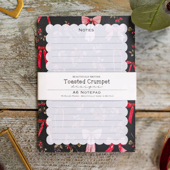 Toasted Crumpet – wholesale Notepad – Bows & Berries A6 Jotter Notepad0