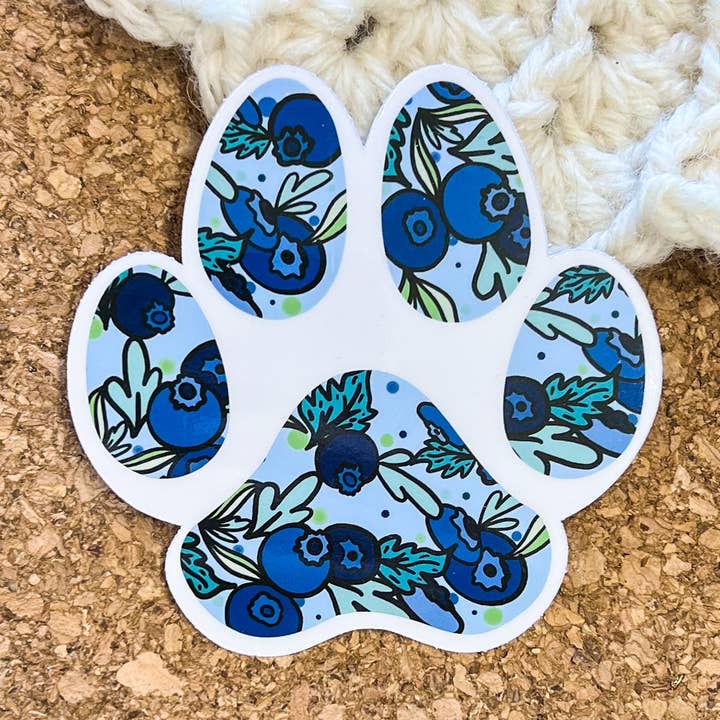 Paw Print Blueberry Vinyl Sticker for wholesale by Sweet Humors