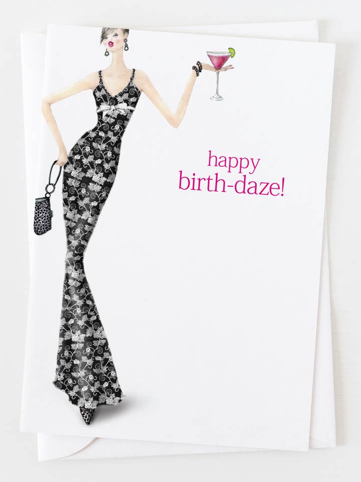 Carte de vœux à paillettes Happy Birth-Daze E_9019 pour la vente par Ann Scott Design