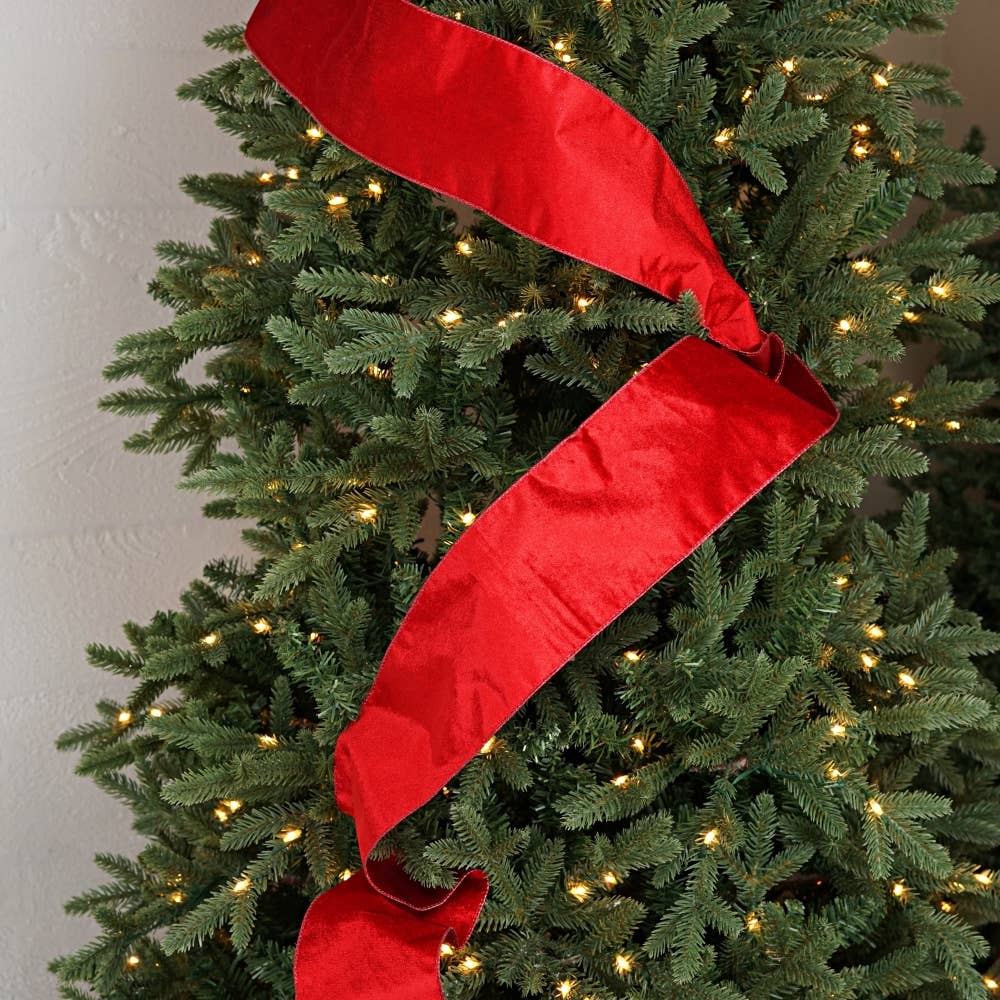 Holiday Depot Inc. - Wholesale Ribbon - Gift Wrapping - R32980-Wired Ribbon-Red Velvet w. Metallic Red back (4inW)5