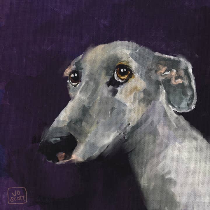 Walter the Whippet Fine Art Print for wholesale by Jo Scott Art