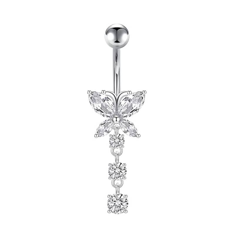 AMORINO SRL - Vente Piercing de nombril - PIERCING BANANE PAPILLON PENDANT EN ZIRCONIUM - JQ1400B0951