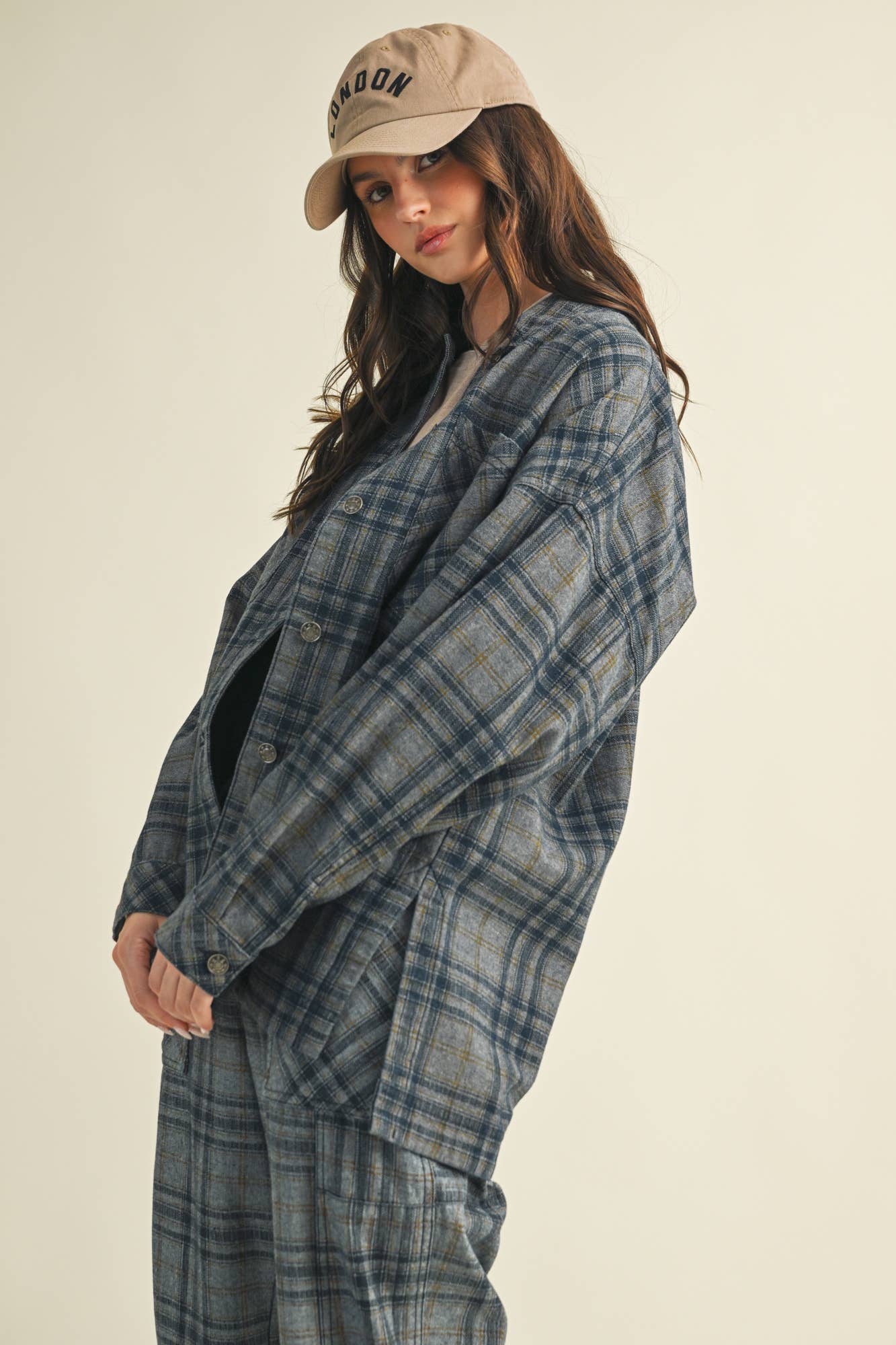 WASHED DENIM PLAID SHIRT SHACKET for wholesale on Faire5