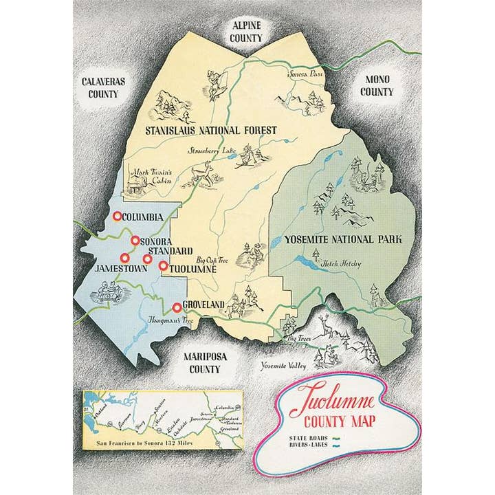 Postkarte CA-1239 Besucherkarten von Tuolumne County für den Großhandel von Found Image Press