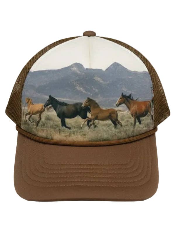 Wild Horses Trucker Hat – Brown for wholesale by Turquoise Haven