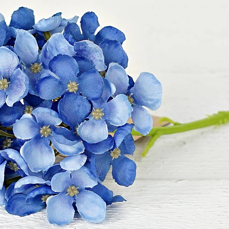 Holiday Depot Inc. - Wholesale Artificial Flowers - 35330- 13inLx5inD English Hydrangea Stem-Blue3