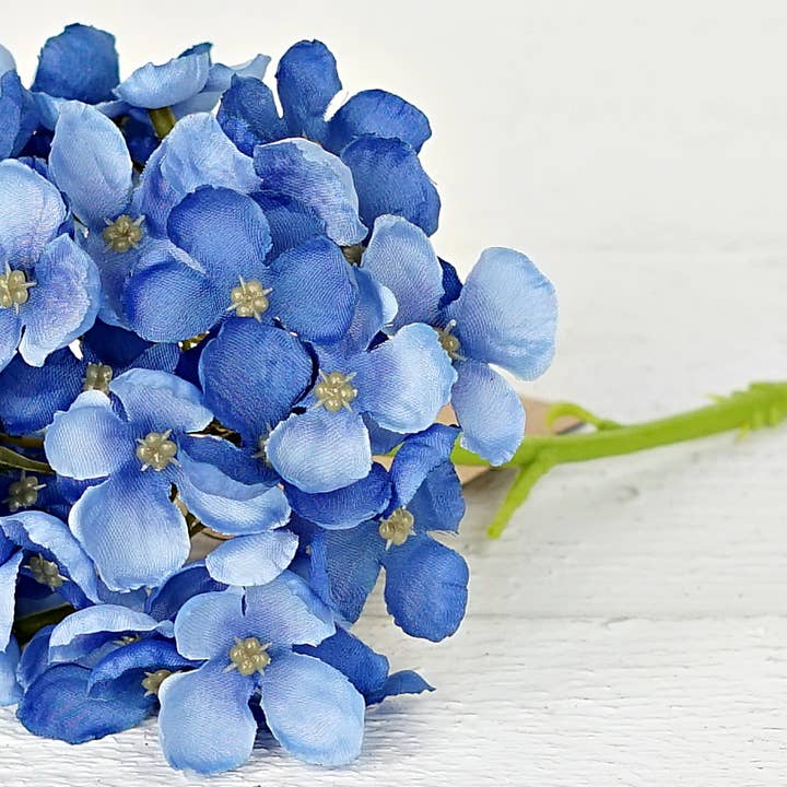 Holiday Depot Inc. - Wholesale Artificial Flowers - 35330- 13inLx5inD English Hydrangea Stem-Blue3