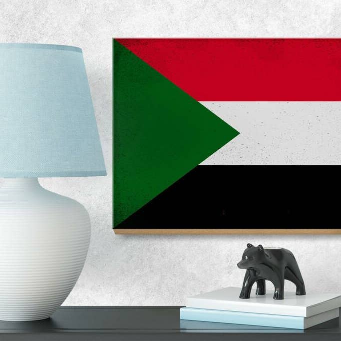 Femer – wholesale Sign – Wooden sign, flag of Sudan, 18 x 12 cm, vintage decorative sign3