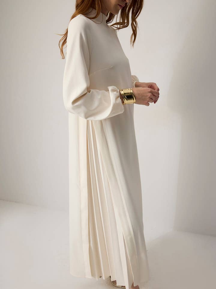 Krem PLEATED CREPE DRESS for wholesale on Faire3