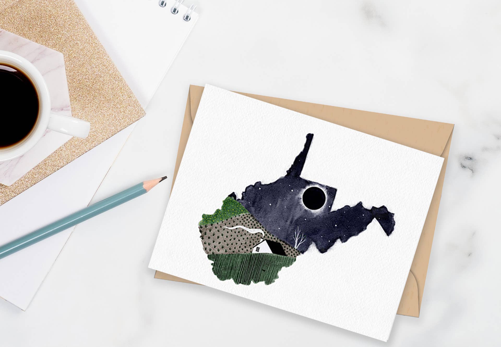 Echo-Lit – wholesale Stationery/notecard set – West Virginia Watercolor Notecards- Pack of 81