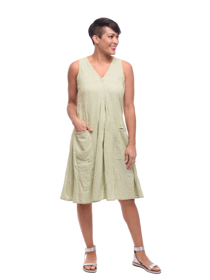 Tulip Clothing - Wholesale Dress - Women's - CV656 Poppie Dress in Green White Houndstooth
