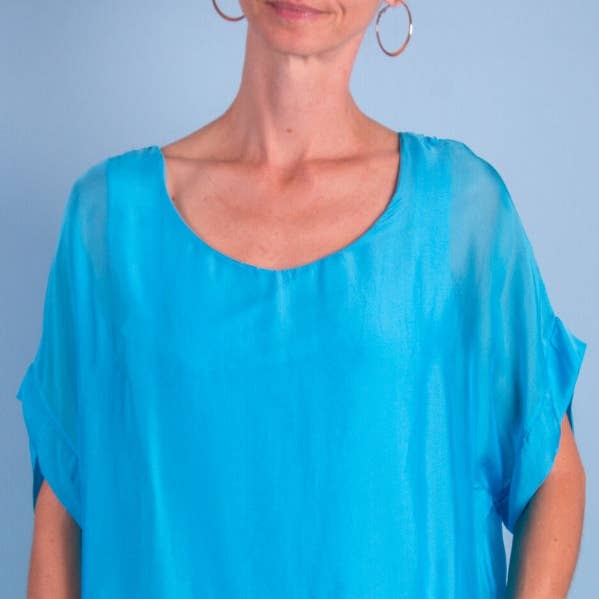 Silk Kaftan Blouse with Wavy Hemline for wholesale by Gigi Moda