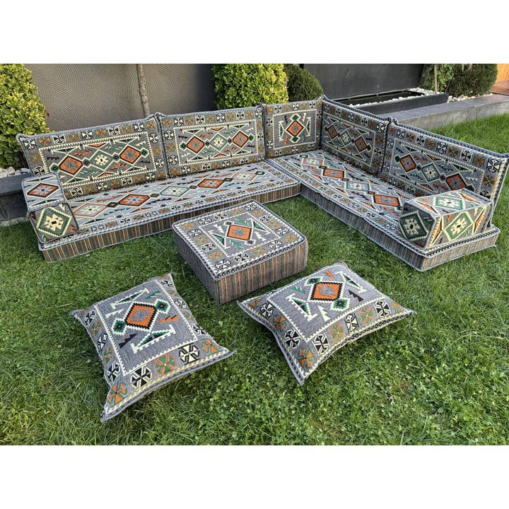 The Loom Wholesale - Wholesale Ottoman - Handmade Floor Seating - Kilim Patterned Ottoman Floor Sofa6