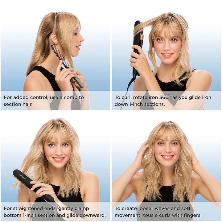BARSUPPLY - Wholesale Straightener/Flat Iron - BIO IONIC Onepass Styling Flat Iron with NanoIonic & Moisturizing Heat Technology, Hydrated and Frizz-Free Hair, Ceramic Hair Straightener with Silicone Strip for Gentle OnePass Styling
