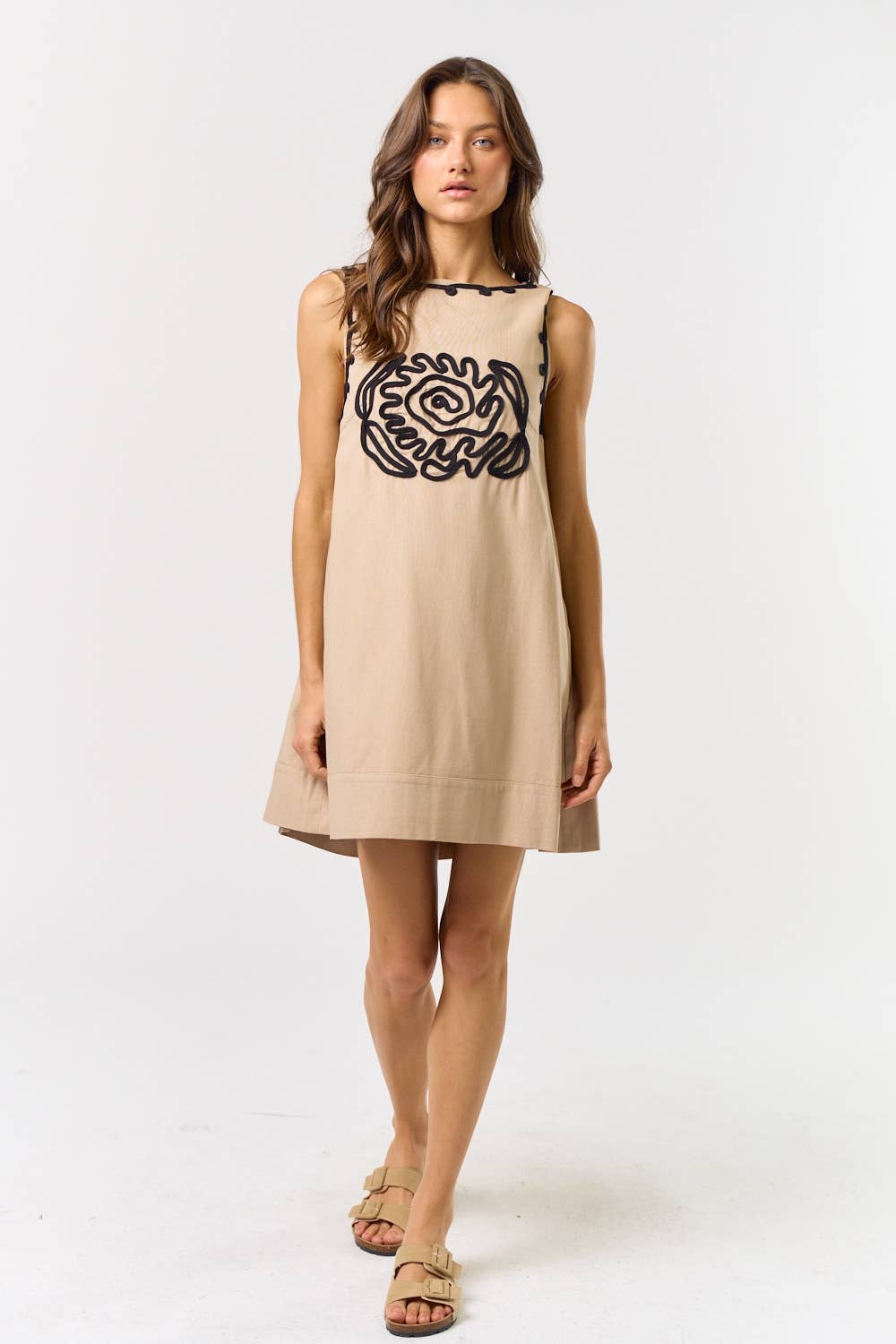 Lalavon - Vente Robe – femme - ILD5208 Robe droite sans manches bohème brodée12