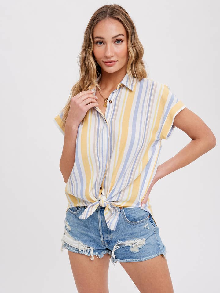 CHEMISE BOUTONNÉE À RAYURES MULTIPLES pour la vente par Bluivy