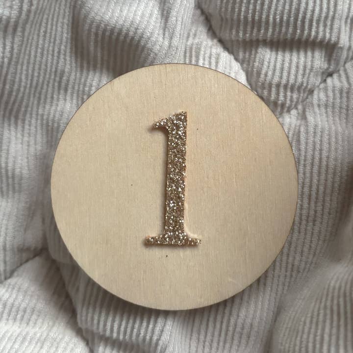 6cm Wooden Circle Birthday Badge - choose any age! for wholesale by Little M