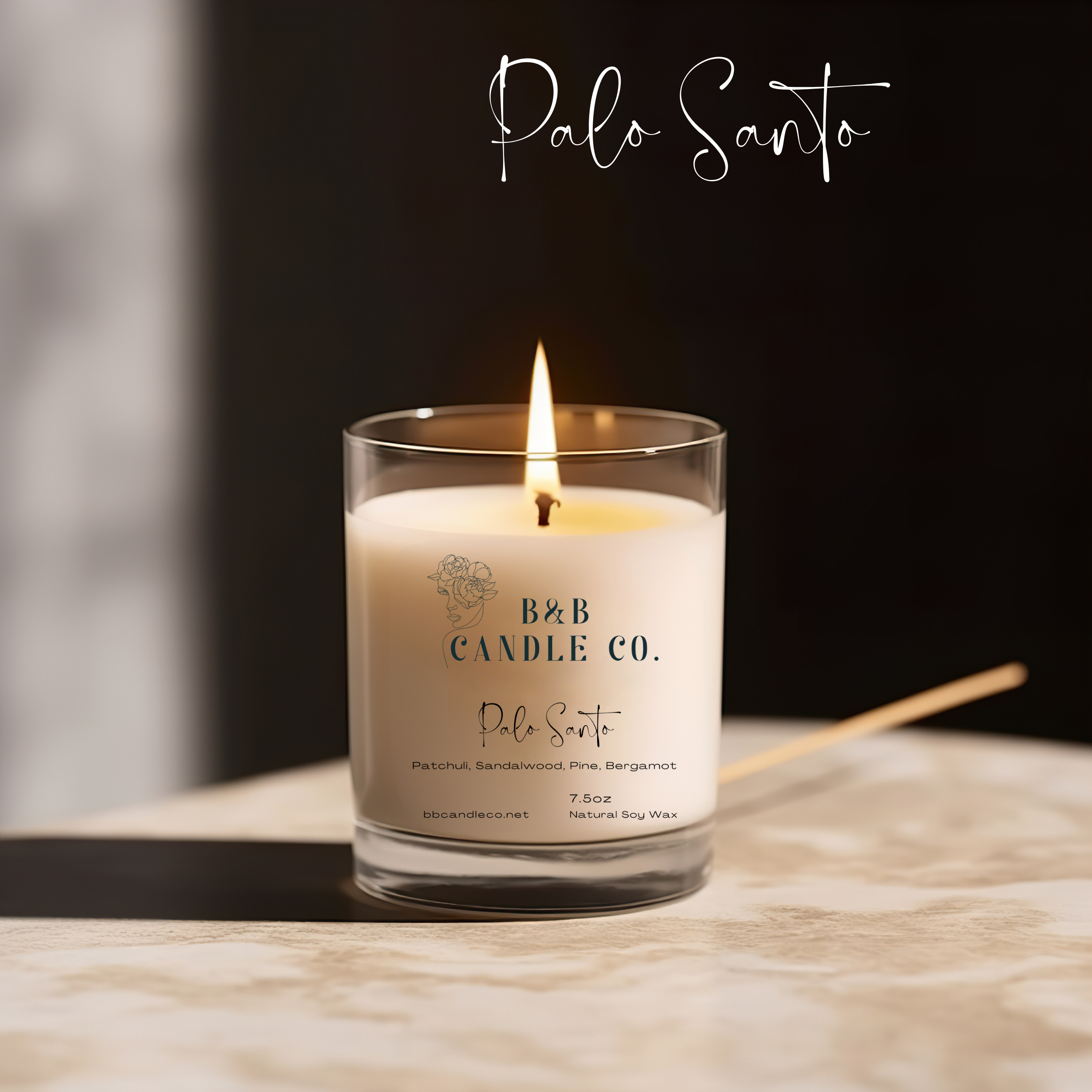 B&B Candle Co. - Wholesale Jar/Filled Candle - Palo Santo Scented Candle with Incense and Patchouli Aromas2