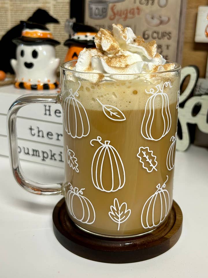 Tasse en verre à citrouille, tasse à citrouille, tasse à café d'automne pour la vente par MommyandMarie