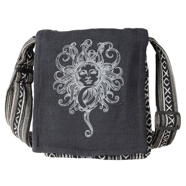 Black Sun & Moon Crossbody With Flap Closure for wholesale by Benjamin International