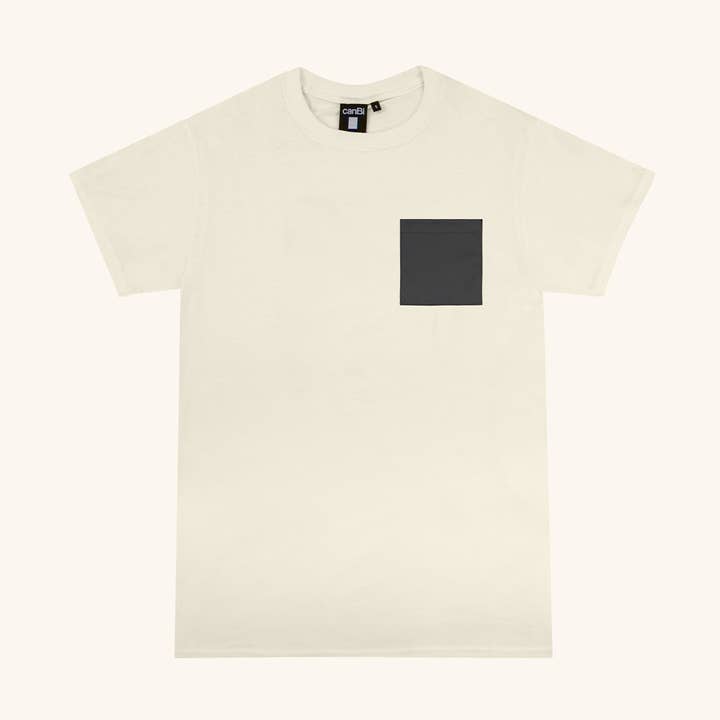 Camiseta de algodón beige con bolsillo para escribir para venta al por mayor de canBi