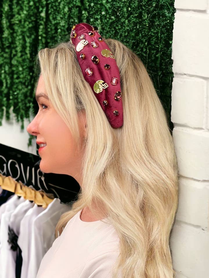 Burgundy Football Headbands -Game Day Headbands- Accessories for wholesale by Social Grace & Company