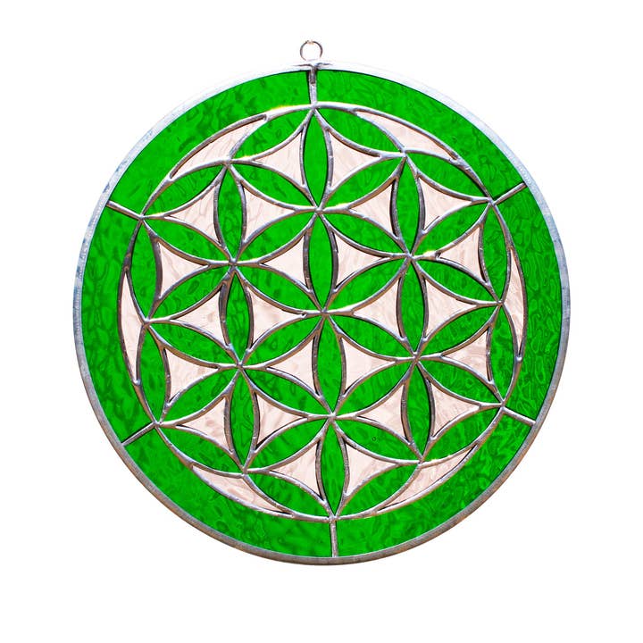 9" Buntglas-Blume-des-Lebens-Panel - Sonnenfänger für den Großhandel von DGE Distribution