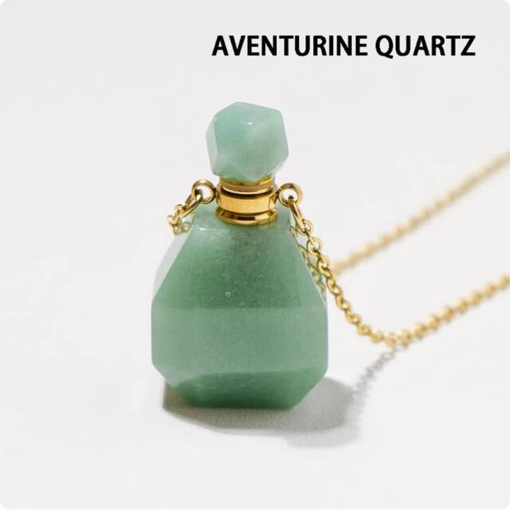 Crystolver (We Cover All Import Fees) - Wholesale Pendant/Charm Necklace - Gemstone Essential Oil Bottle Pendant Necklace5