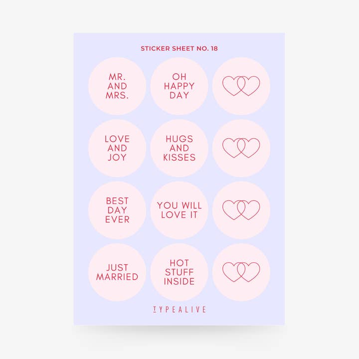 Sticker Sheet No. 18 "for the Wedding" for wholesale by typealive