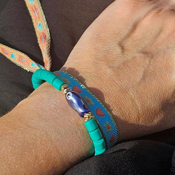 Ibiza Boutique - Wholesale Beaded Bracelet - Ibiza bracelet fish green blue3