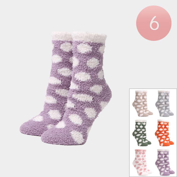 Wona Trading, Inc. - Wholesale Socks - Women's - 6Pairs - Polka Dot Patterned Luxury Soft Socks