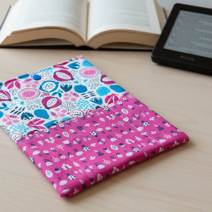 Quilted Tablet Sleeve or Book Sleeve Snap Closure Exterior Pockets - Burgess Field Collection - Handmade - Small - 7" x 9" - Kindle Cozy - iPad Mini Cozy - Book Cozy (Copy) for wholesale by Ann Gregory Designs