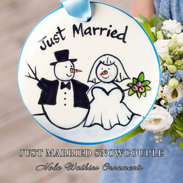 Ornaments | Christmas Ornaments | Handpainted |Just Married for wholesale by Nola Watkins Ornaments